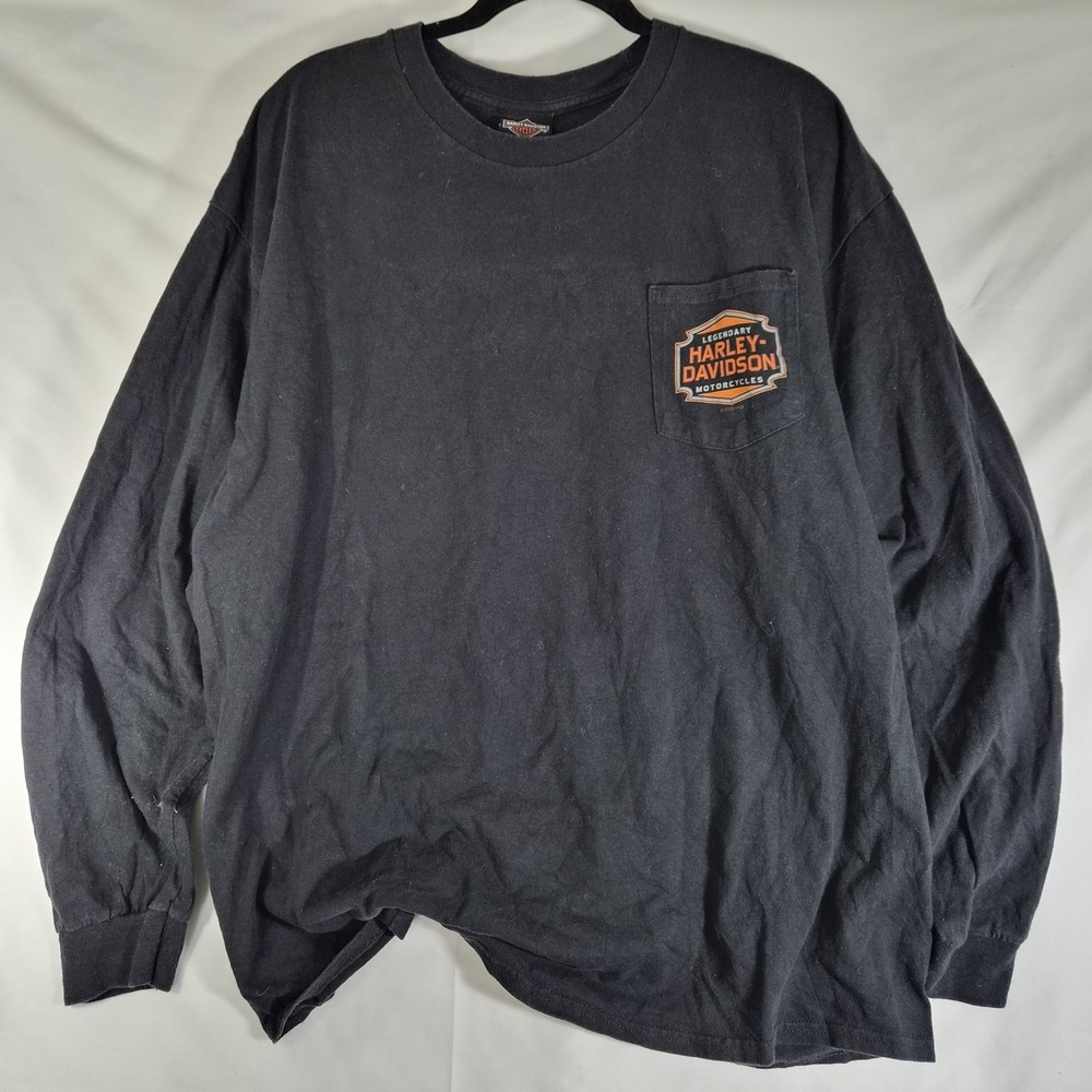 Harley Davidson Long Sleeve T Shirt Mens XL Black Cowboy Beaumont Texas...